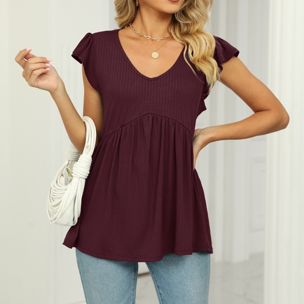 Just Dreaming Flutter Sleeve Babydoll Blouse - Picture 3 of 4